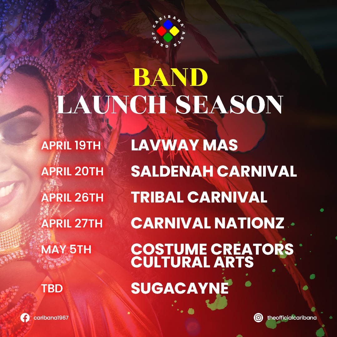 Colorful promotional poster for caribbean carnival events, listing dates and band names with a vibrant image of a smiling woman in a feathered headdress. Toronto Caribana Carnival: Ultimate Guide to Caribana Festival Events